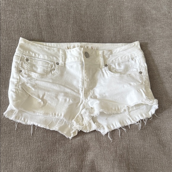 American Eagle Outfitters Pants - American Eagle White Jean Shorts Distressed Frayed Hem